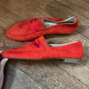 Paul Green suede red loafer with ribbon trim size 8 womens